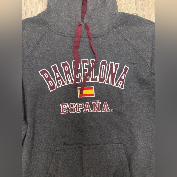 G-Crown Barcelona Espana Dark Gray Burgundy Hoodie Sweatshirt Size L - Picture 2 of 4